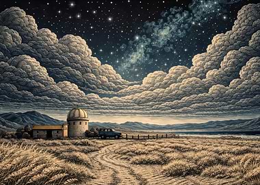 Night Sky Observatory Landscape