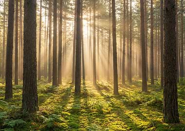 Sunlit Forest Scene