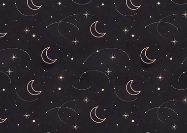 Celestial Moon and Stars Pattern