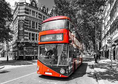 London double-decker at the pub