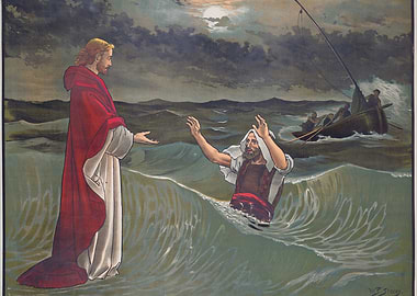 Jesus and Peter in the Sea