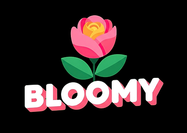 Bloomy logo with rose illustration