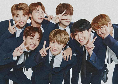 BTS Group Portrait with Peace Signs
