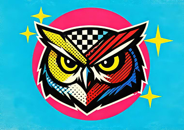 Pop Art Owl with Stars