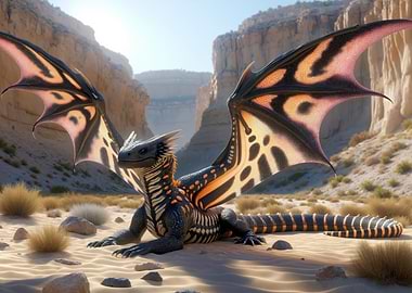 Dragon in Desert Landscape