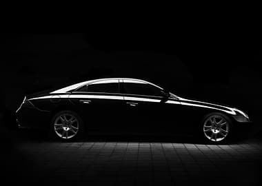 Sleek Black Car in Studio Lighting