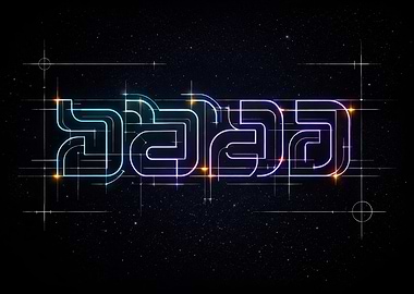 Neon Futuristic Text on Starry Background