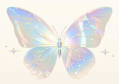 Iridescent Butterfly with Golden Outline