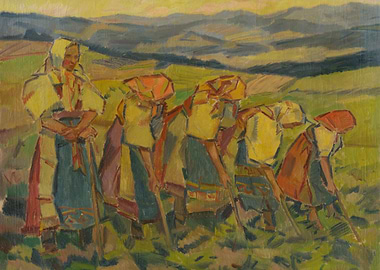 Women Working in Field Painting