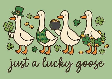 St Patrick’s Day Geese Poster, Funny Irish Goose Wall Art, Shamrock Holiday Print