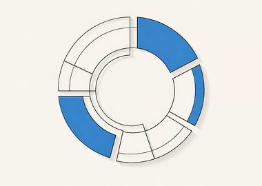Abstract Circular Diagram with Blue Segments