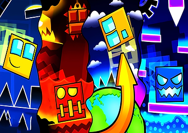 Geometry Dash Colorful Abstract