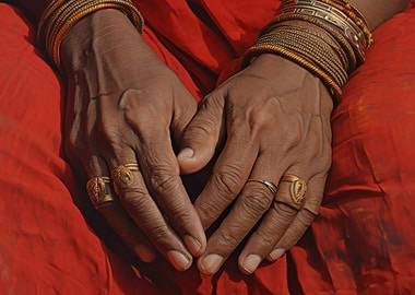 Hands with Gold Jewelry