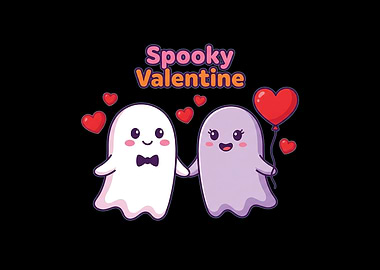 Spooky Valentine Ghosts Cartoon