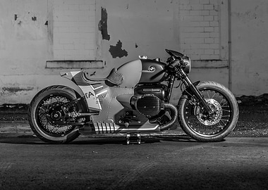 Custom BMW Motorcycle in Black and White