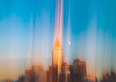 Abstract Cityscape with Moon