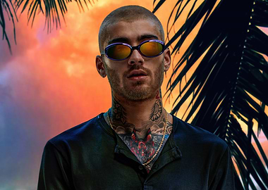 Zayn Malik Portrait with Tropical Backdrop