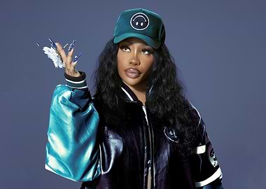 SZA Portrait with Flowers and Cap