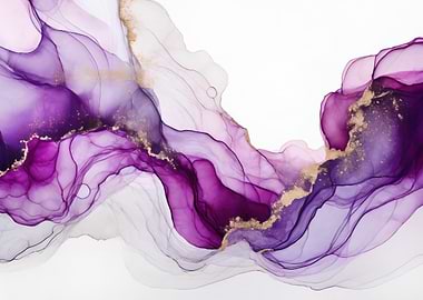 Purple and Gold Abstract Fluid Art