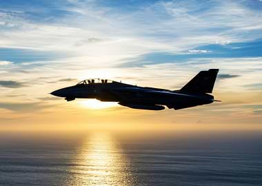 Fighter Jet Silhouette at Sunset