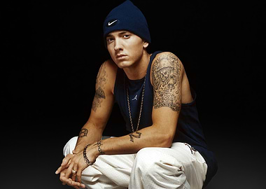 Eminem Portrait with Tattoos and Beanie