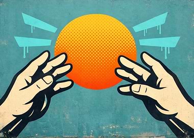 Hands Holding Sun Graphic Art