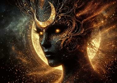 Celestial Goddess with Crescent Moon Adornment