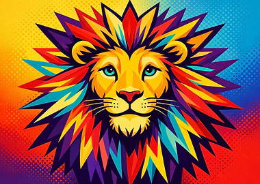 Colorful Lion Portrait
