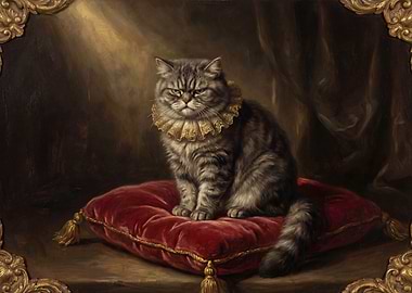 Regal Cat Portrait with Golden Collar