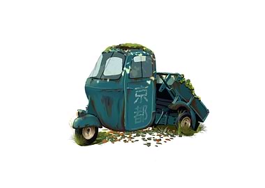 Overgrown Kyoto Vehicle Illustration