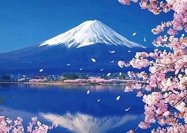 Mount Fuji and Cherry Blossoms
