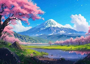 Mount Fuji with Cherry Blossoms
