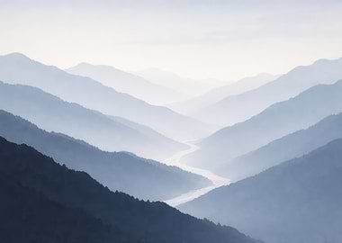 Misty Mountain Valley Landscape