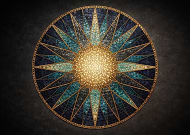 Mosaic Starburst on Dark Background