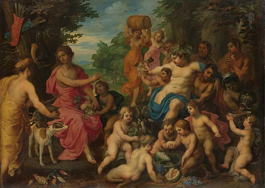 Bacchus with Nymphs and Putti Painting