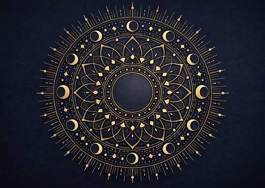 Golden Mandala with Moon Phases