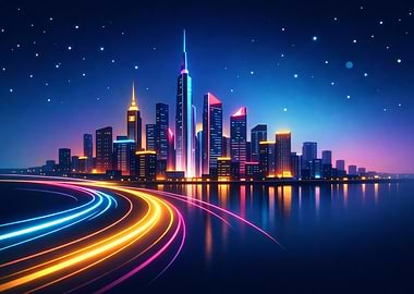 Neon Cityscape at Night