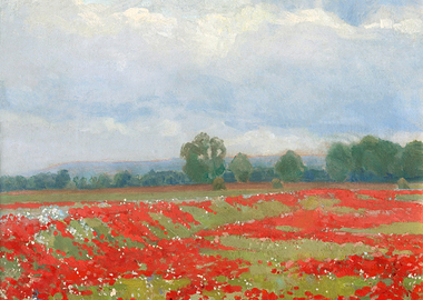 Poppy Field Landscape Painting