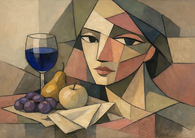 Abstract Still Life with Woman and Fruit