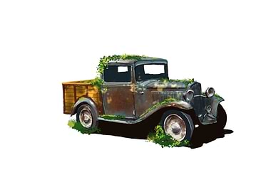 Vintage Truck Overgrown with Vines
