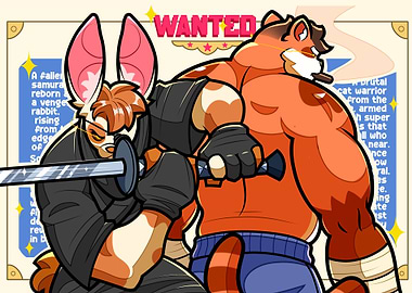 Wanted: Samurai Rabbit and Cat Warrior