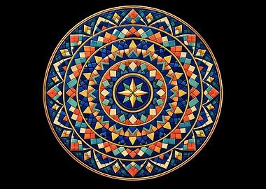 Geometric Mandala with Star Center