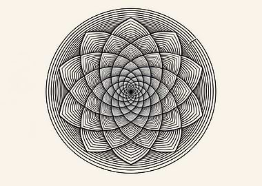 Abstract Floral Mandala Line Art