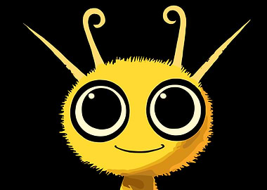 Cute Yellow Cartoon Character on Black