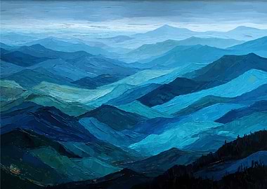 Blue Mountain Range Painting