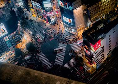 Shibuya Crossing at Night, Tokyo