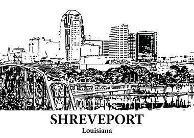Shreveport Louisiana Skyline Drawing