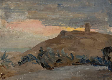 Hilltop Tower Landscape Painting