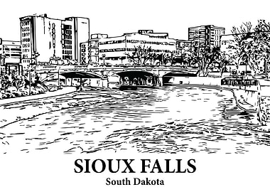 Sioux Falls South Dakota Cityscape Drawing
