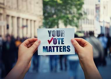 Your Vote Matters Sign in Hands